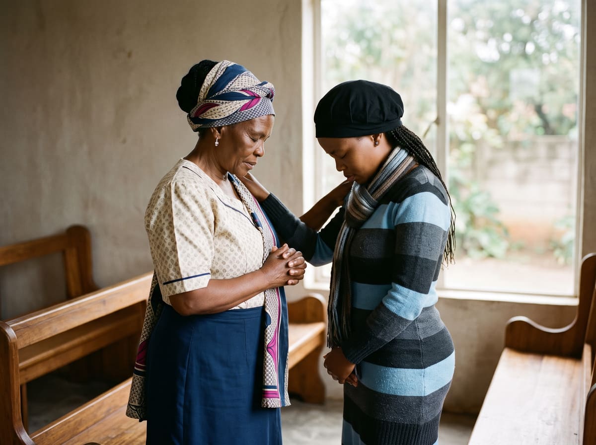 Two women praying together